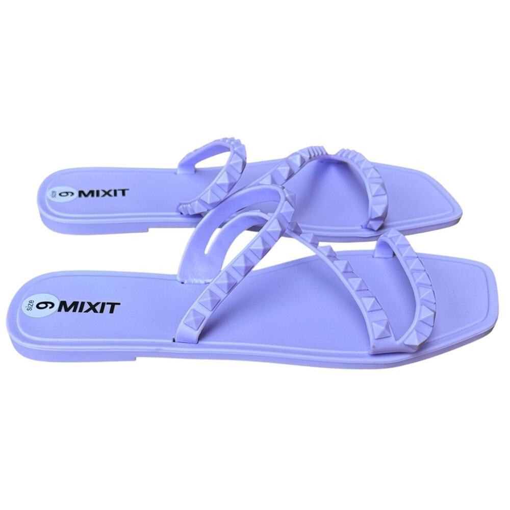 Mixit Lavender Jelly Flip Flops T-Strap Purple Sandals Women's Size 9 New